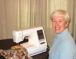 Linda and her Janome 10001 embroidery sewing machine